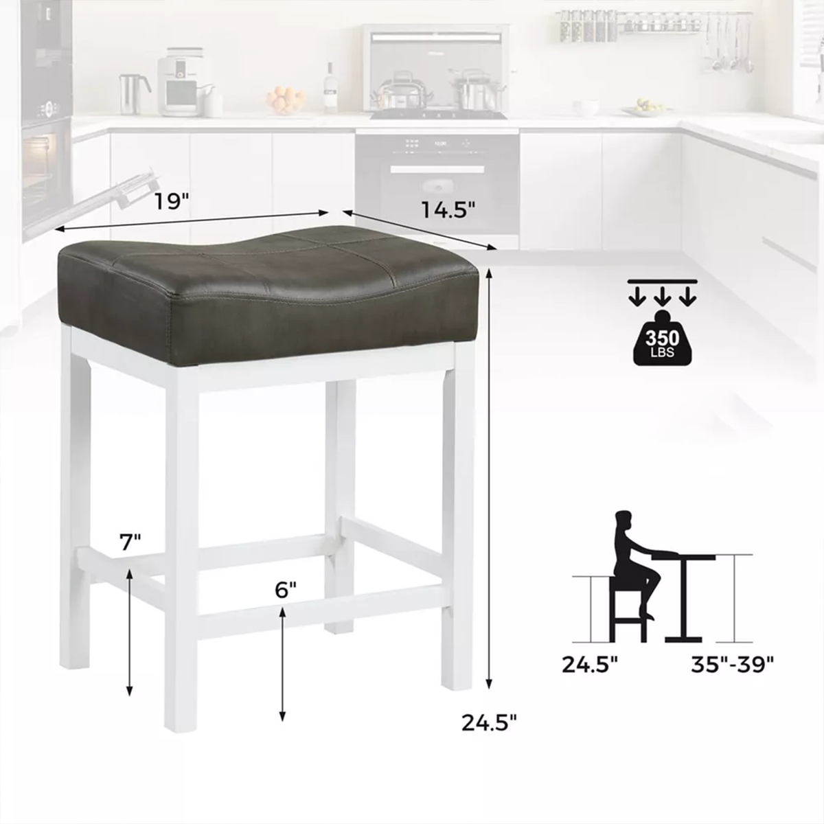 2er-Set Barhocker mit gepolstertem Sitz