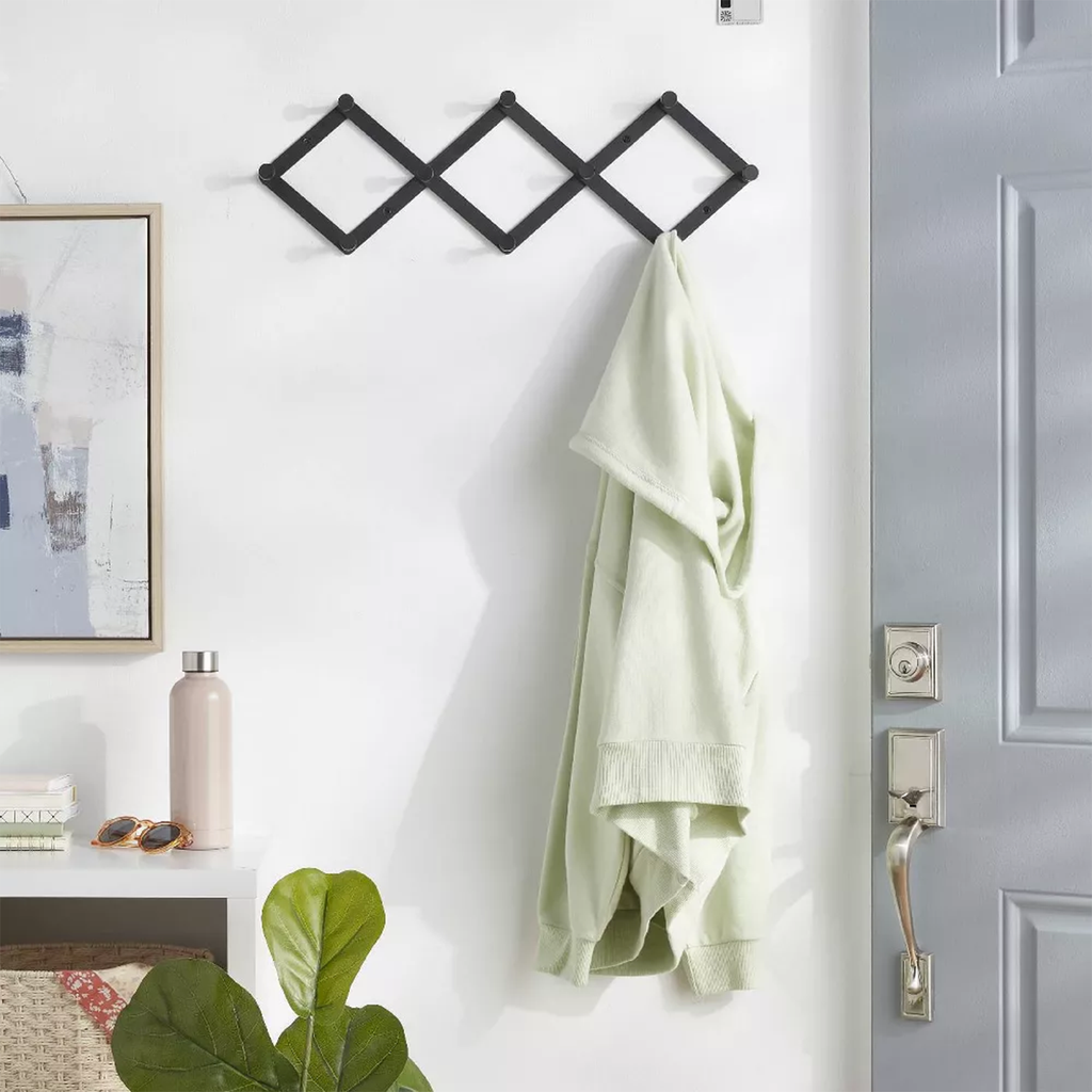 Wandmontierte Kleiderhakenleiste mit 10 Haken, Akkordeon-Design